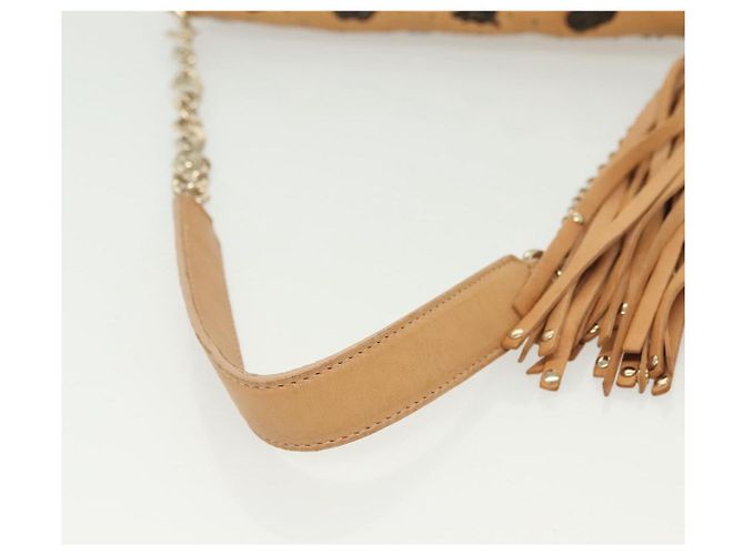 Borsa a spalla in pelle beige e oro con borchie Jimmy Choo Auth BA5032 D'oro - vista 7