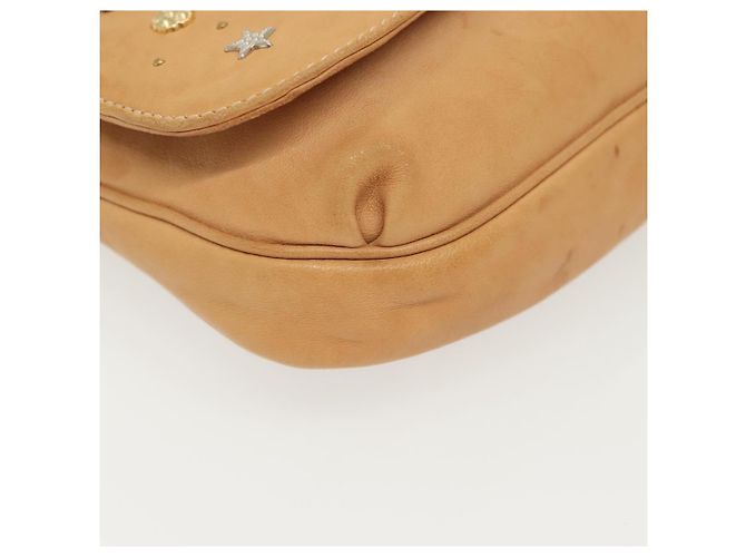Borsa a spalla in pelle beige e oro con borchie Jimmy Choo Auth BA5032 D'oro - vista 9