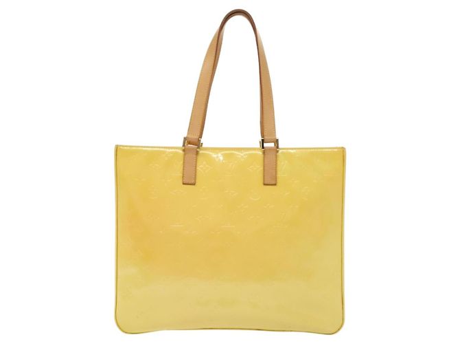 LOUIS VUITTON Bolsa Tote Columbus Monogram Vernis Amarelo Limão M91047 Auth ep10370 Dourado - vista 13