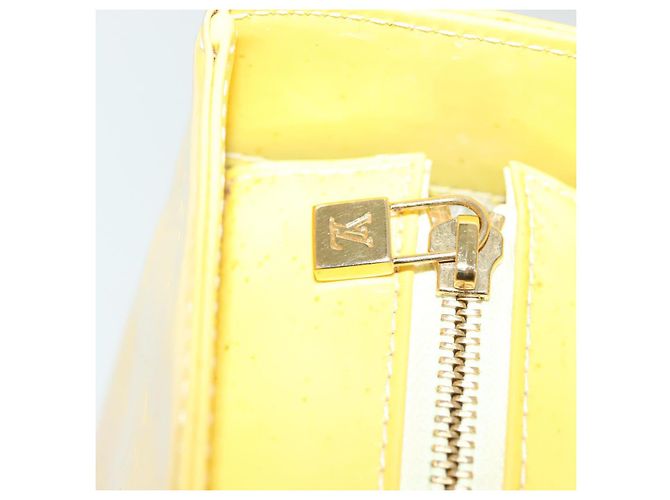 LOUIS VUITTON Bolsa Tote Columbus Monogram Vernis Amarelo Limão M91047 Auth ep10370 Dourado - vista 19
