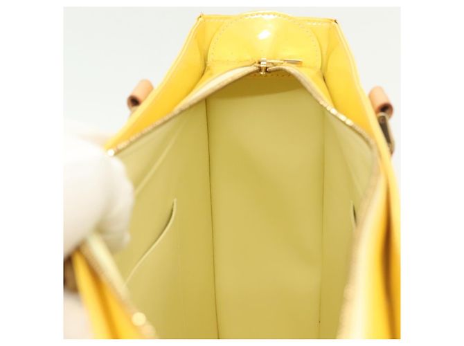 LOUIS VUITTON Bolsa Tote Columbus Monogram Vernis Amarelo Limão M91047 Auth ep10370 Dourado - vista 21