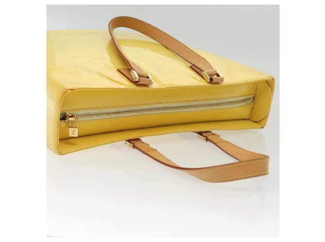 LOUIS VUITTON Bolsa Tote Columbus Monogram Vernis Amarelo Limão M91047 Auth ep10370 Dourado - vista 9