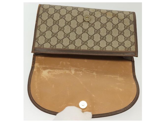 Gucci Borsa Sherry Line GG Supreme Web in PVC beige e oro 156 01 030 Auth BA4458 D'oro - vista 14