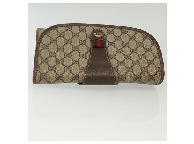 Gucci Borsa Sherry Line GG Supreme Web in PVC beige e oro 156 01 030 Auth BA4458 D'oro - vista 7