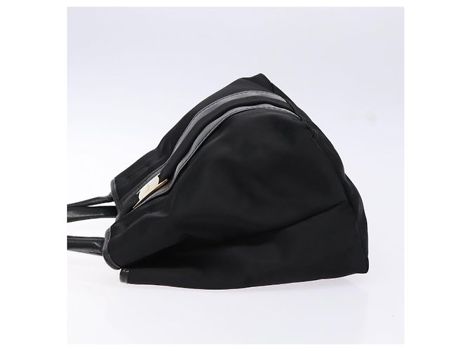 Borsa Tote Vala in Nylon Nero e Oro Salvatore Ferragamo Auth hk2909 D'oro - vista 4