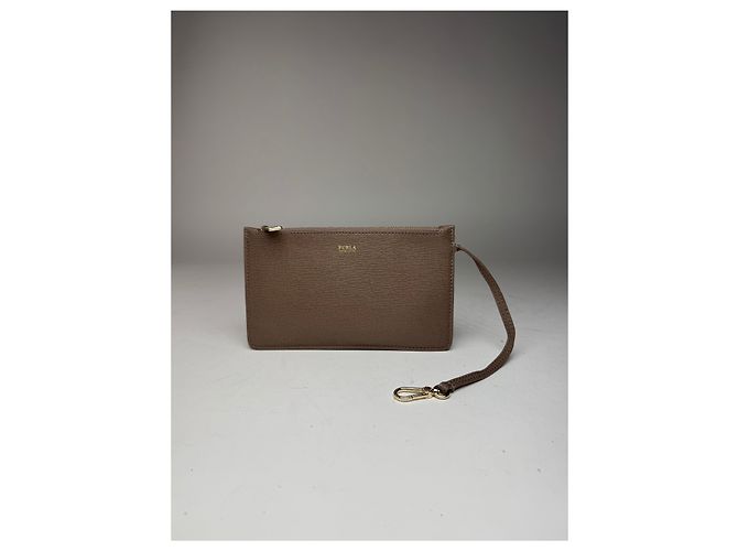 Vintage Furla Leder Clutch grau Braun - Ansicht 11