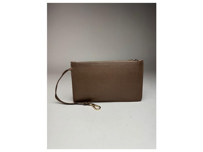 Vintage Furla Leder Clutch grau Braun - Ansicht 2