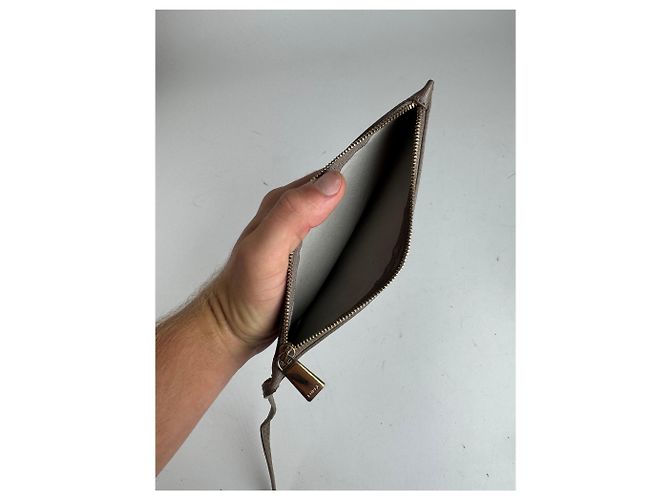 Vintage Furla Leder Clutch grau Braun - Ansicht 5