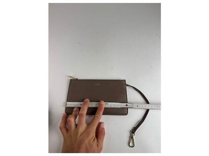 Vintage Furla Leder Clutch grau Braun - Ansicht 9