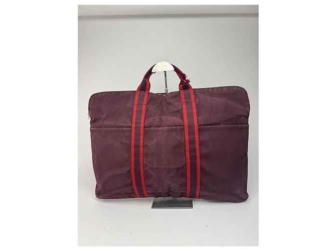 Borsa da viaggio in tela vintage Hermès viola Porpora - vista 15