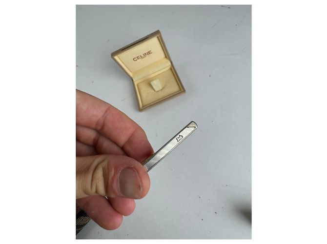 Céline Fermacravatta/fermacarte vintage Celine Paris Argento Oro - vista 2