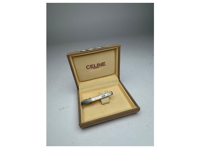 Céline Fermacravatta/fermacarte vintage Celine Paris Argento Oro - vista 3