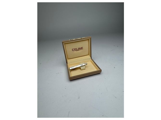 Céline Fermacravatta/fermacarte vintage Celine Paris Argento Oro - vista 9