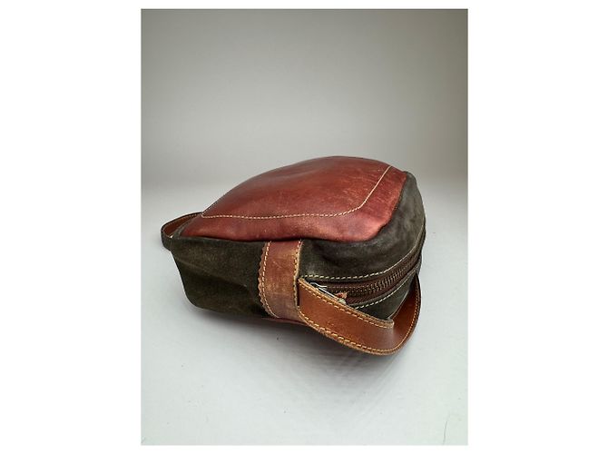 Vintage Loewe Madrid Wildledertasche Rot Grün - Ansicht 11