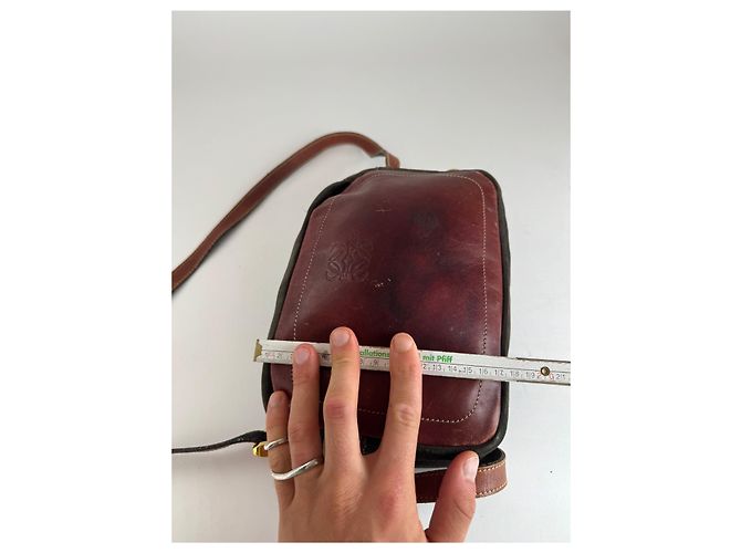 Vintage Loewe Madrid Wildledertasche Rot Grün - Ansicht 13