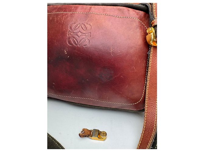 Vintage Loewe Madrid Wildledertasche Rot Grün - Ansicht 6