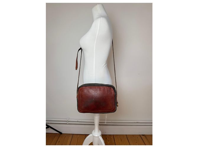 Vintage Loewe Madrid Wildledertasche Rot Grün - Ansicht 7
