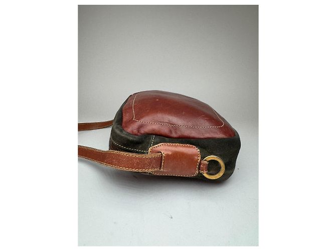 Vintage Loewe Madrid Wildledertasche Rot Grün - Ansicht 9