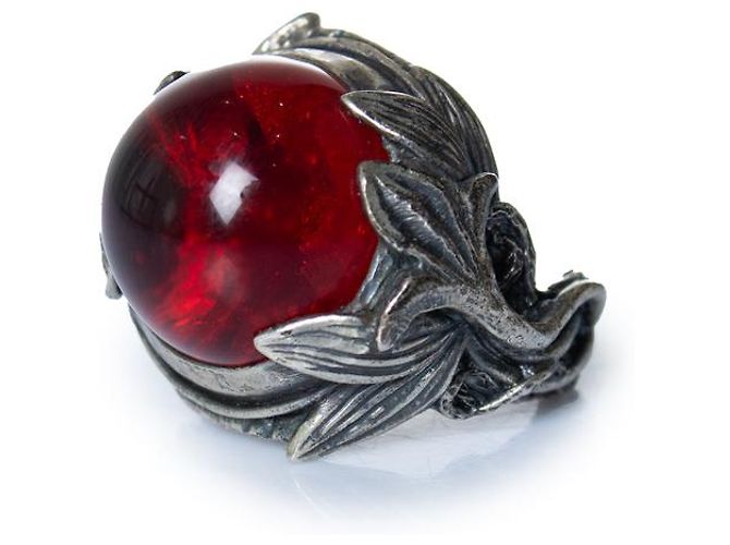 Autre Marque Lyly Erlandsson, der Granada-Ring mit rotem Stein Silber - Ansicht 2