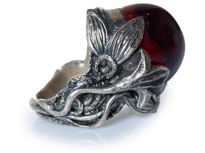 Autre Marque Lyly Erlandsson, der Granada-Ring mit rotem Stein Silber - Ansicht 3