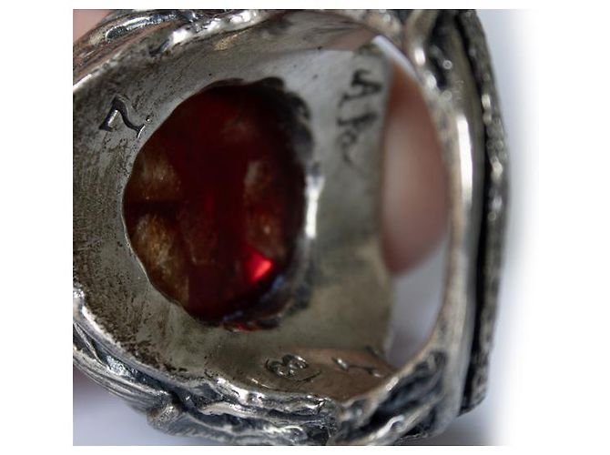 Autre Marque Lyly Erlandsson, der Granada-Ring mit rotem Stein Silber - Ansicht 6