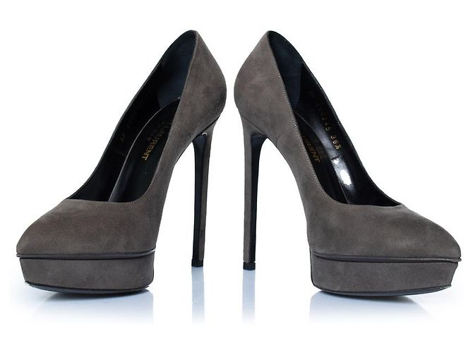 Saint Laurent, graue Wildleder-Pumps Janis - Ansicht 6
