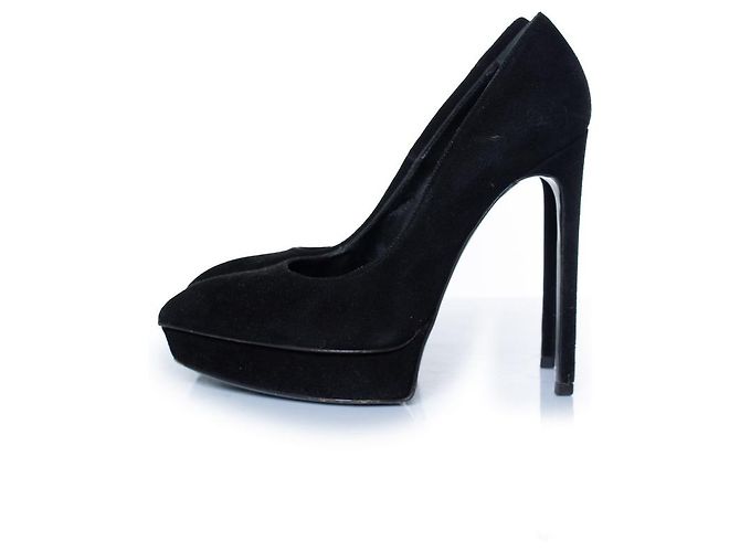 Saint Laurent, décolleté Janis in suede nero - vista 2
