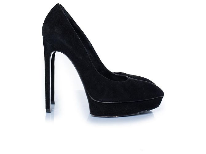 Saint Laurent, décolleté Janis in suede nero - vista 4