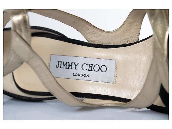 Sandali in camoscio e pelle Jimmy Choo Nero D'oro - vista 8