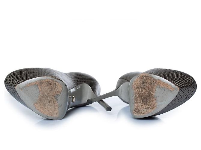 Sergio Rossi, Plateaupumps mit Eidechsenmuster Silber Grau - Ansicht 7