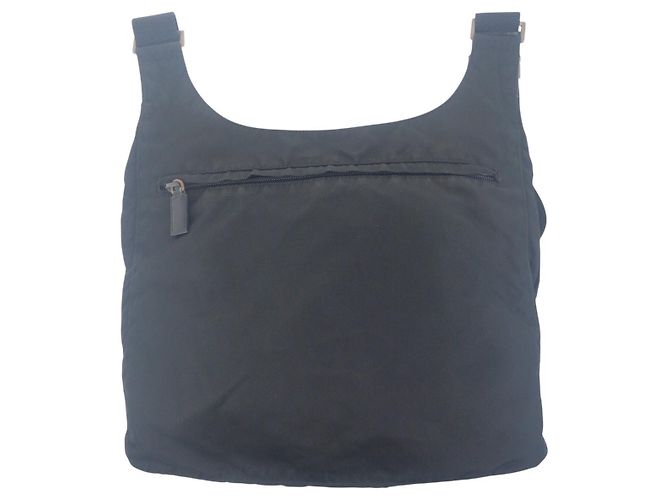 Bolsa de ombro em nylon tessuto com logo triangular Prada Preto - vista 2