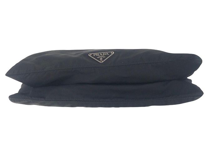 Bolsa de ombro em nylon tessuto com logo triangular Prada Preto - vista 9