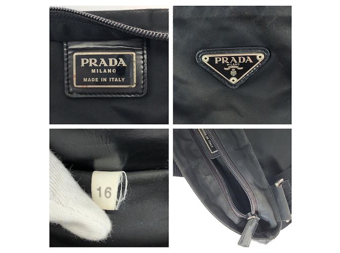 Borsa a tracolla in nylon tessuto con logo triangolare Prada Nero - vista 6