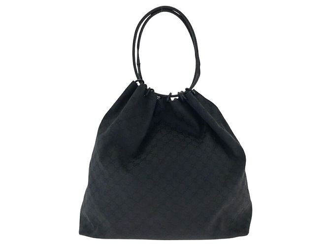 Borsa a spalla in tela GG di Gucci con coulisse Nero - vista 2