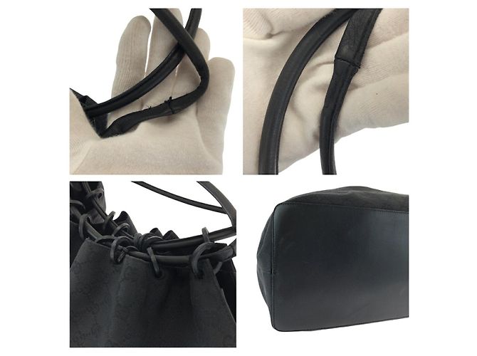 Borsa a spalla in tela GG di Gucci con coulisse Nero - vista 5