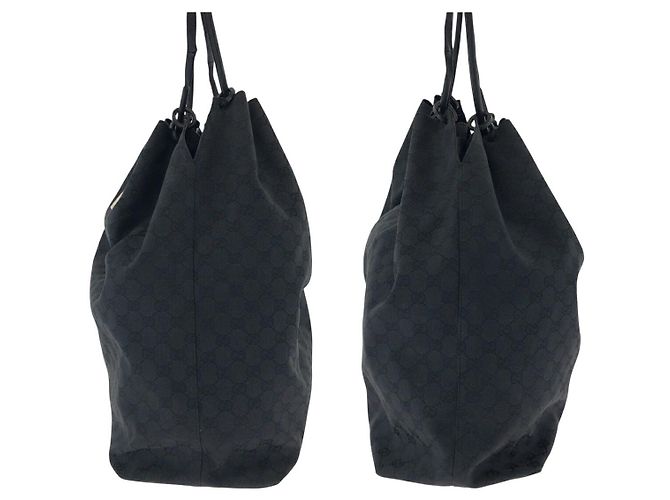 Borsa a spalla in tela GG di Gucci con coulisse Nero - vista 8