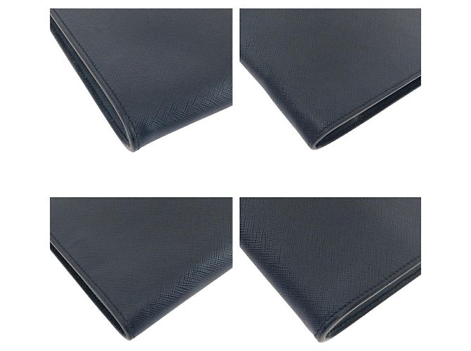 Clutch de couro crocodilo Saffiano com logo Prada Azul - vista 3