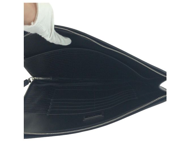 Clutch de couro crocodilo Saffiano com logo Prada Azul - vista 9