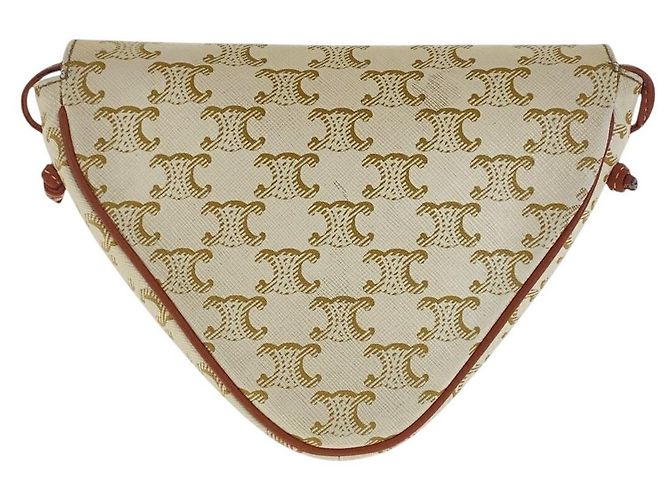 Céline Borsa a Spalla Triangolo PVC Triomphe di Celine Marrone Beige - vista 2