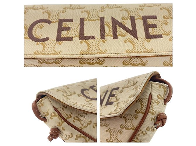 Céline Borsa a Spalla Triangolo PVC Triomphe di Celine Marrone Beige - vista 4