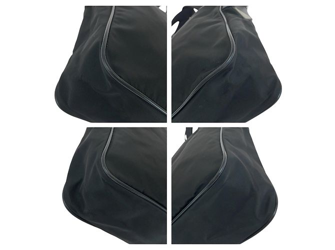 Borsa a spalla in nylon/pelle Tessuto con logo Prada Nero - vista 3