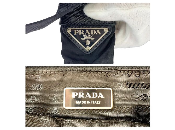 Borsa a spalla in nylon/pelle Tessuto con logo Prada Nero - vista 4