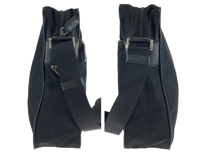 Borsa a spalla in nylon/pelle Tessuto con logo Prada Nero - vista 8
