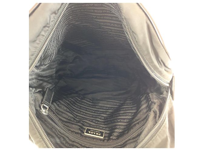 Borsa a spalla in nylon/pelle Tessuto con logo Prada Nero - vista 9