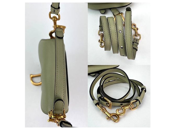 Borsa Micro Saddle in pelle di capra verde chiaro con tracolla Christian Dior - vista 8