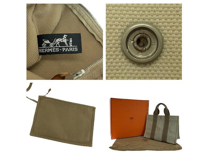 Hermès Bora Bora PM Canvas Tote Bag Braun Beige - Ansicht 4