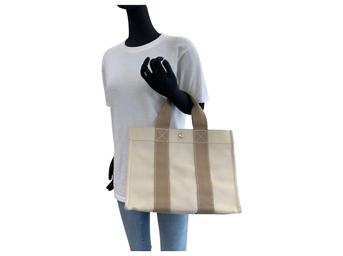 Hermès Bora Bora PM Canvas Tote Bag Braun Beige - Ansicht 7