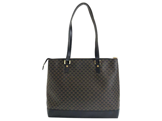 Céline Borsa tote in PVC Macadam vintage di Celine Marrone - vista 2