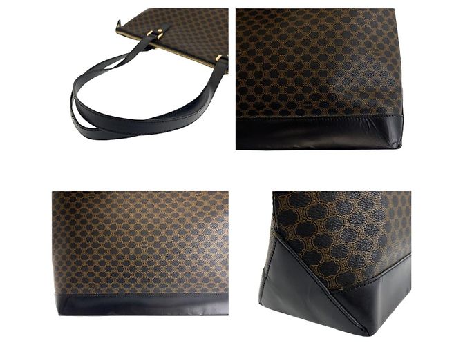 Céline Borsa tote in PVC Macadam vintage di Celine Marrone - vista 5