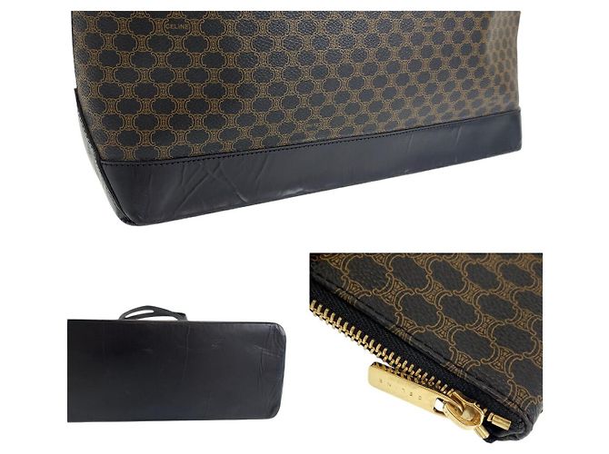 Céline Borsa tote in PVC Macadam vintage di Celine Marrone - vista 6